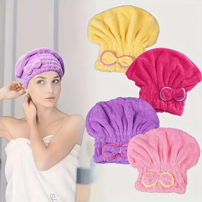Spa Towel - 速乾性ヘアキャップ女性ボウタイ入浴帽子マイクロファイバータオルスーパーファイバーシャワーキャップスパバスルームアクセサリーシャワーキャップ