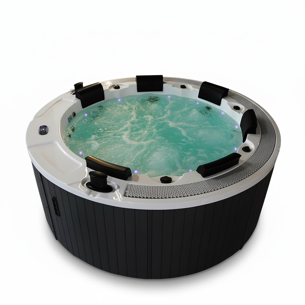 Hot Tub - 屋外ホットタブ、10個のステンレス製ジェット付き、アクリル製加熱マッサージスパ、2450x2450x980mm、6人用自立式スパ浴槽、ヴィラ向け