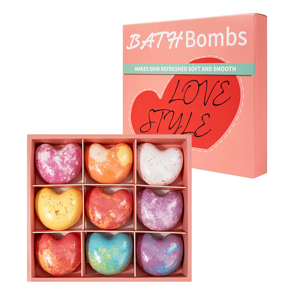 Bath Salts - 女性向けバスボムギフトセット 9個入り エッセンシャルオイル配合 天然泡バスボム 乾燥肌用 バレンタインデーギフト