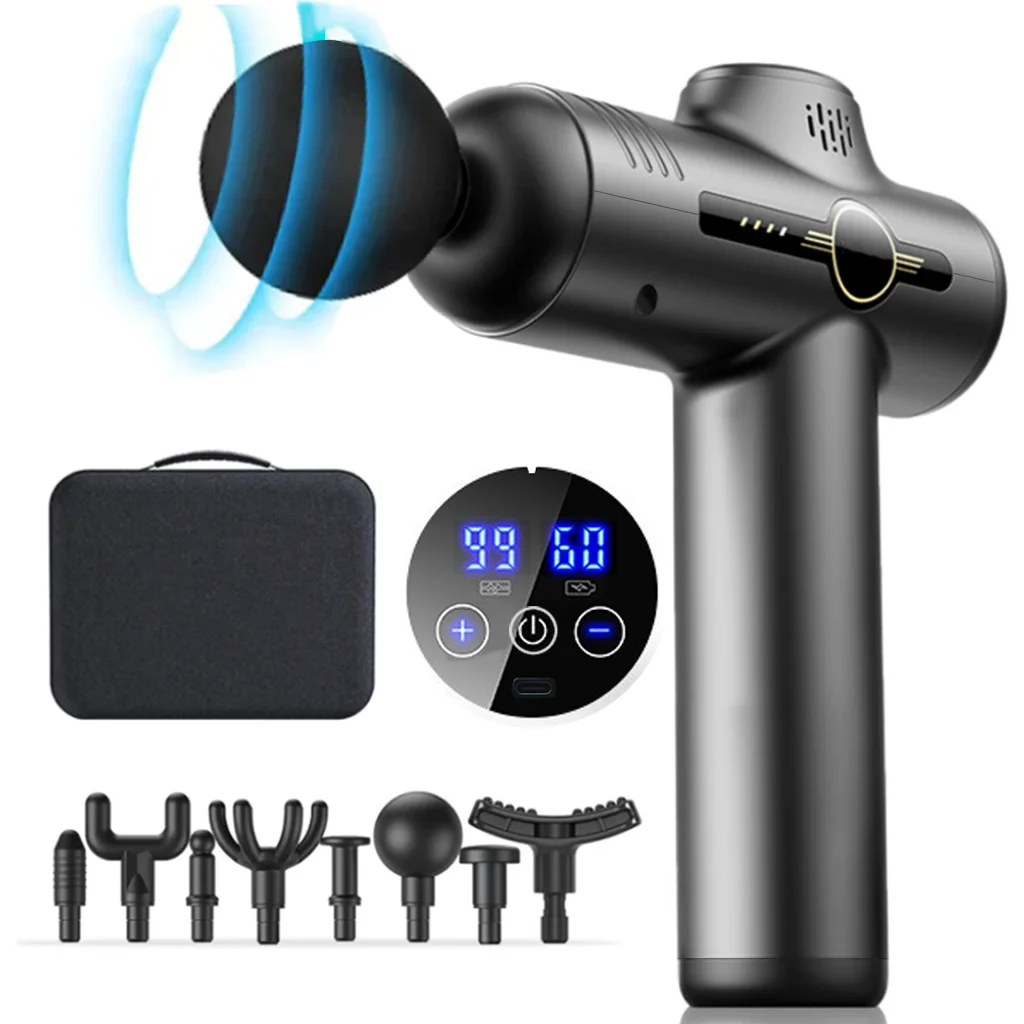 Massage Gun - 電動マッサージガン、筋肉マッサージガン、全身マッサージ機、男性用グルーミングマッサージ器、低周波マッサージ器