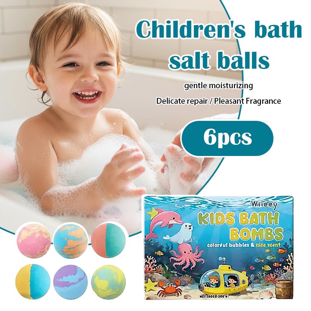 6個入りキッズバブルバスボムセット カラフルな発泡スパボール - Bath Salts のレビューと価格