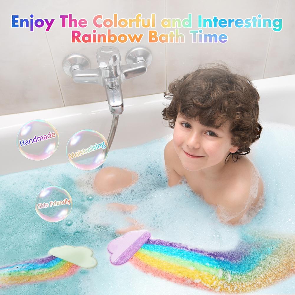 レインボークラウドバスボール 子供用 カラフルな香りのバスフ - Bath Salts のレビューと価格