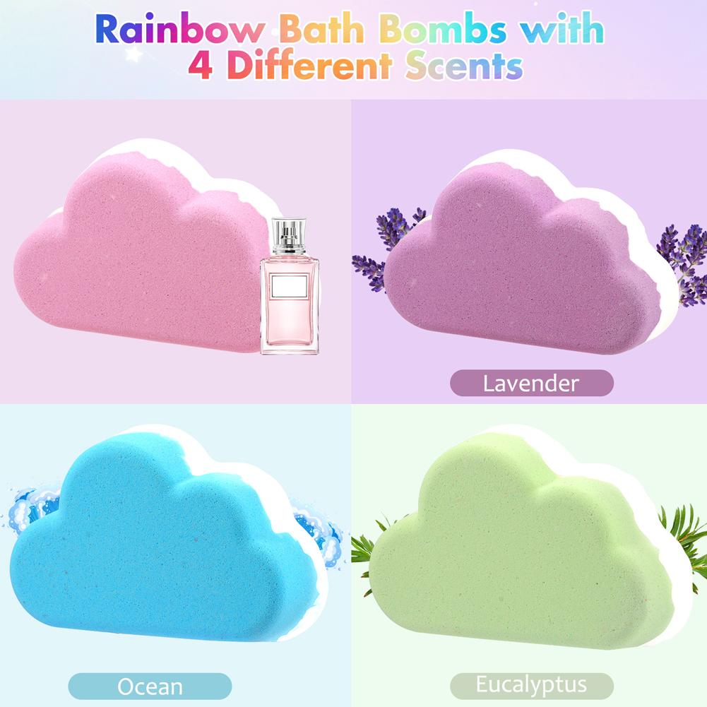レインボークラウドバスボール 子供用 カラフルな香りのバスフ - Bath Salts のレビューと価格